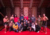 Image of UW Students Posing Together at the Waitangi Treaty Grounds.