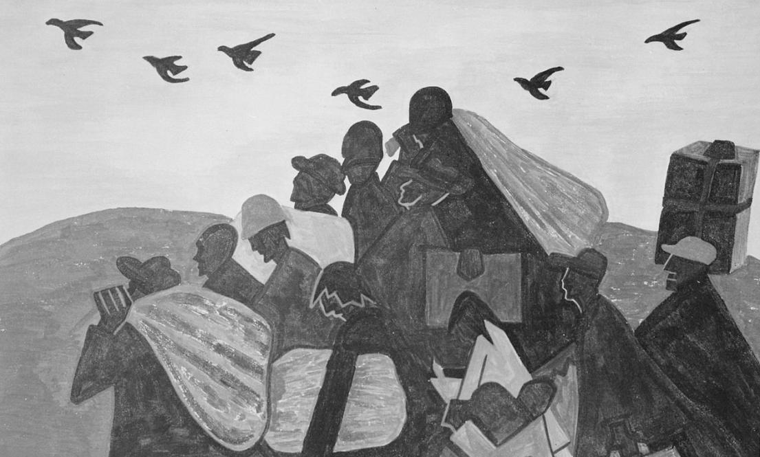 Negroes were leaving by the hundreds to go north and enter northern industry, by Jacob Lawrence